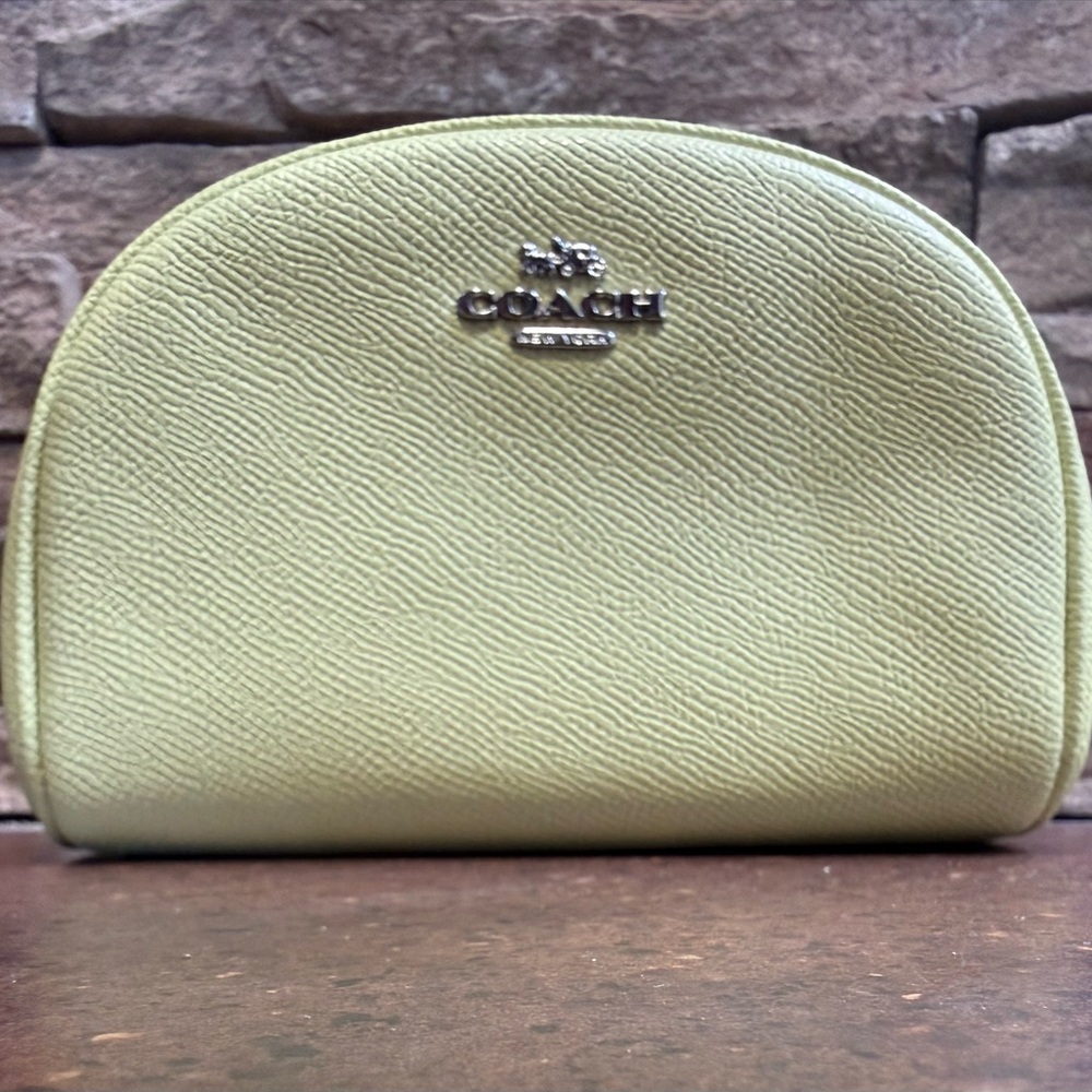 Coach Light Green Leather Cosmetic Case